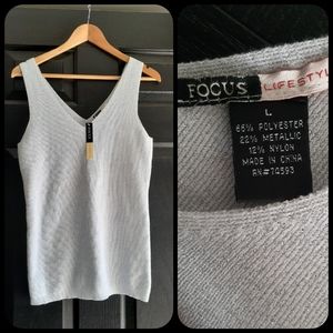 Light Grey Metallic Tank Top. Super Stylish NWT!